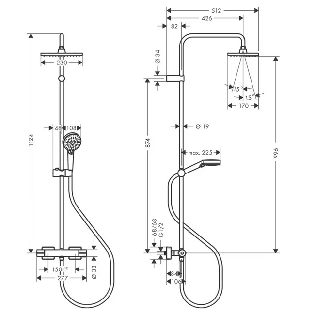 Hansgrohe Vernis Shape Colonne de douche avec mitigeur thermostatique noir – Image 4